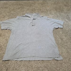 Vintage Nike Mens 90s Polo Shirt Large Gray 1990s White Tag Embroidered Logo